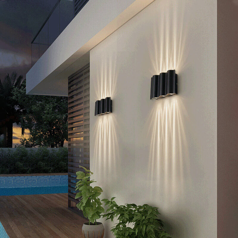 Ravielle Weatherproof Wave Aluminum LED Outdoor Wall Light for Patio and Entryway