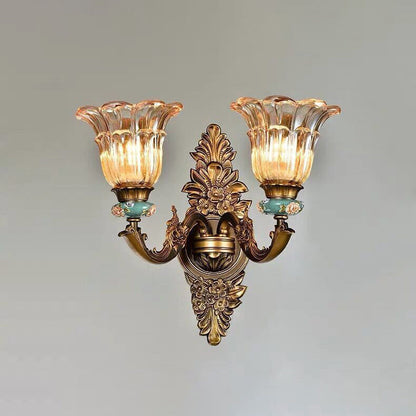 Thessaly European Resin Glass Flower Wall Sconce for Living Room and Bedroom