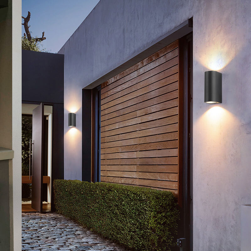Palladine Minimalist Black Aluminum Cylinder Wall Light Waterproof for Outdoor Patio