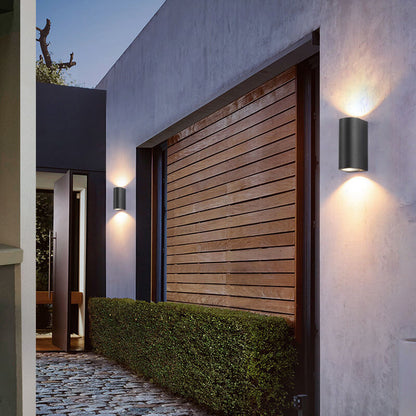 Palladine Minimalist Black Aluminum Cylinder Wall Light Waterproof for Outdoor Patio