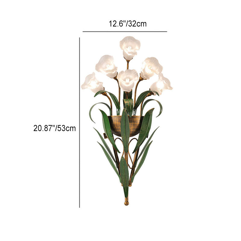 Baldassare Modern Iron Glass Flower LED Wall Sconce for Statement Living Room Lighting