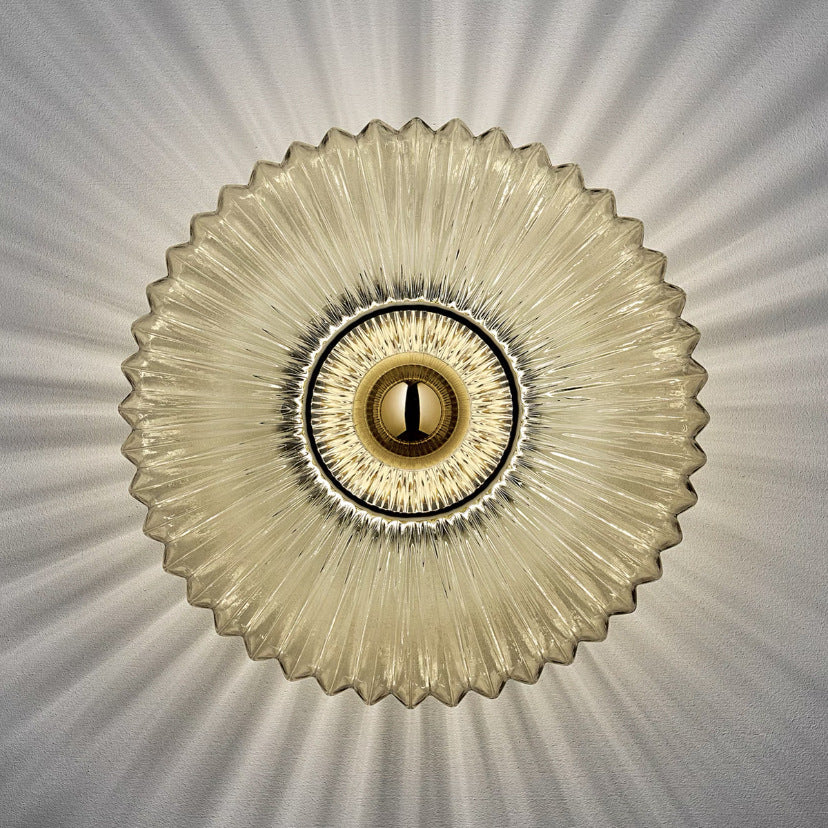Tourmaline Nordic Vintage Striped Glass Round Wall Sconce for Living Room Accent Lighting