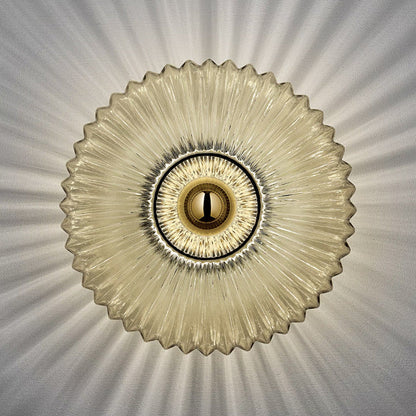 Tourmaline Nordic Vintage Striped Glass Round Wall Sconce for Living Room Accent Lighting