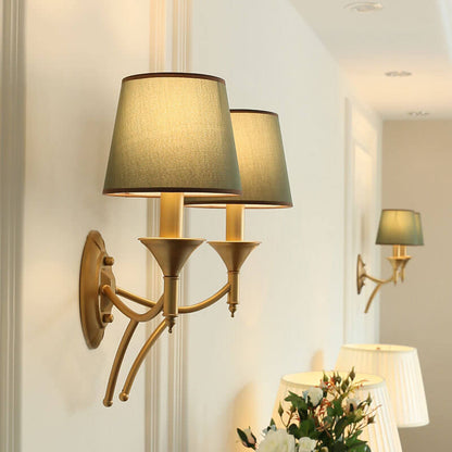 Calanthea European Iron Fabric Mushroom Wall Sconce for Bedside and Study Reading