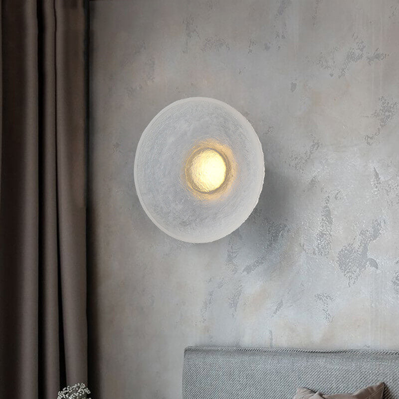 Solveine Minimalist Clear Resin Disc LED Wall Sconce for Hallway Accent Lighting