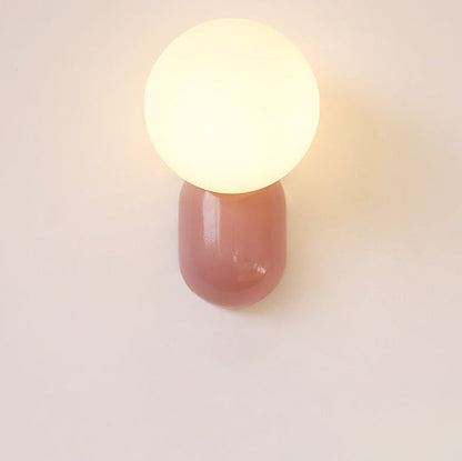 Primavelle Minimalist Resin Macaron Glass Ball Wall Sconce for Soft Hallway Glow