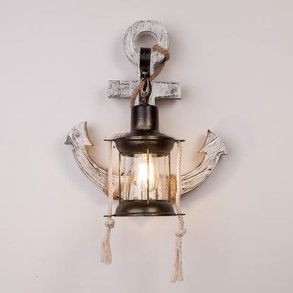 Lorienne Industrial Vintage Iron and Wood Anchor Wall Sconce for Entryway Lighting