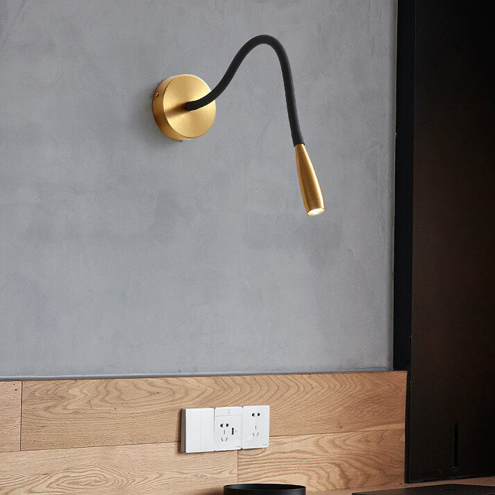 Quenelle Modern Copper Black LED Wall Sconce for Bedside Reading