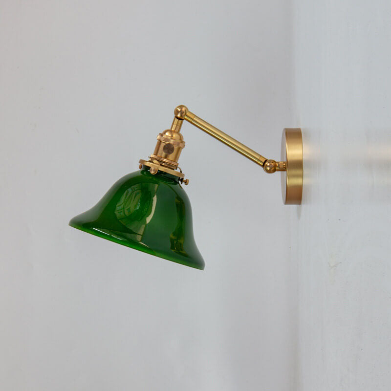 Anouvelle Traditional Brass Round Glass Wall Sconce for Bedroom and Hallway