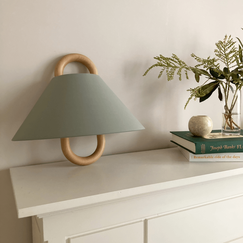 Halcyra Modern Beechwood Fabric Shade Wall Sconce for Hallway and Stairwell Lighting