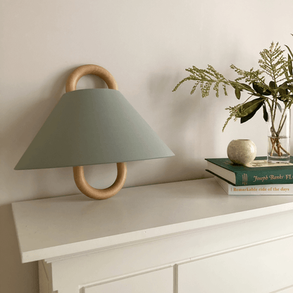 Halcyra Modern Beechwood Fabric Shade Wall Sconce for Hallway and Stairwell Lighting