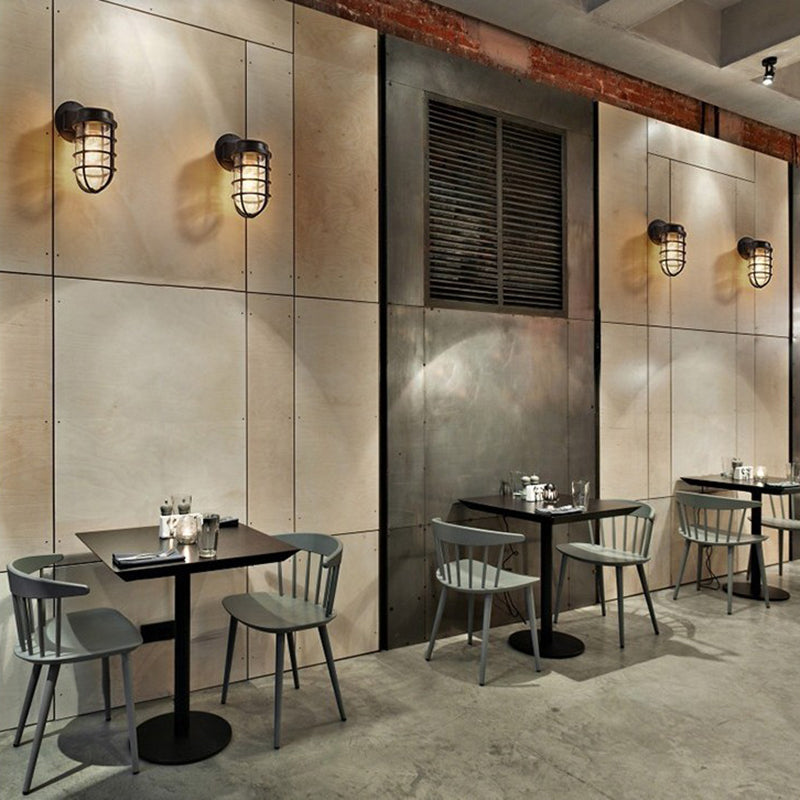 Ulvienne Industrial Aluminum Cage LED Wall Sconce for Entryway and Stairwell