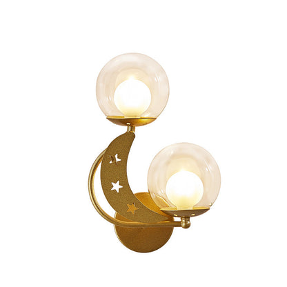 Zabrielle Nordic Iron Glass Globe Wall Sconce with Moon and Star Cutouts