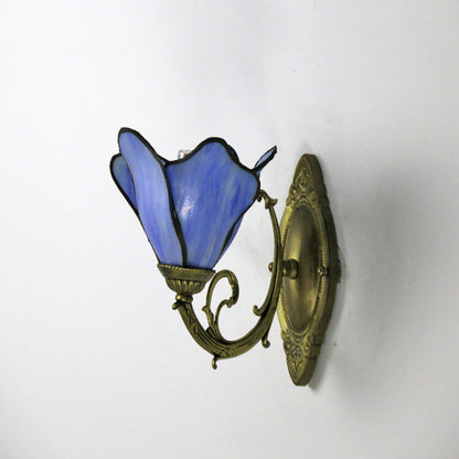Gildamere Vintage Tiffany Stained Glass Iron Wall Sconce for Hallway Accent Lighting