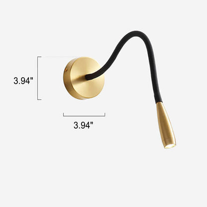 Quenelle Modern Copper Black LED Wall Sconce for Bedside Reading