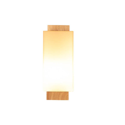 Yseulte Minimalist Wood and Glass Column Wall Sconce for Hallway Ambient Light