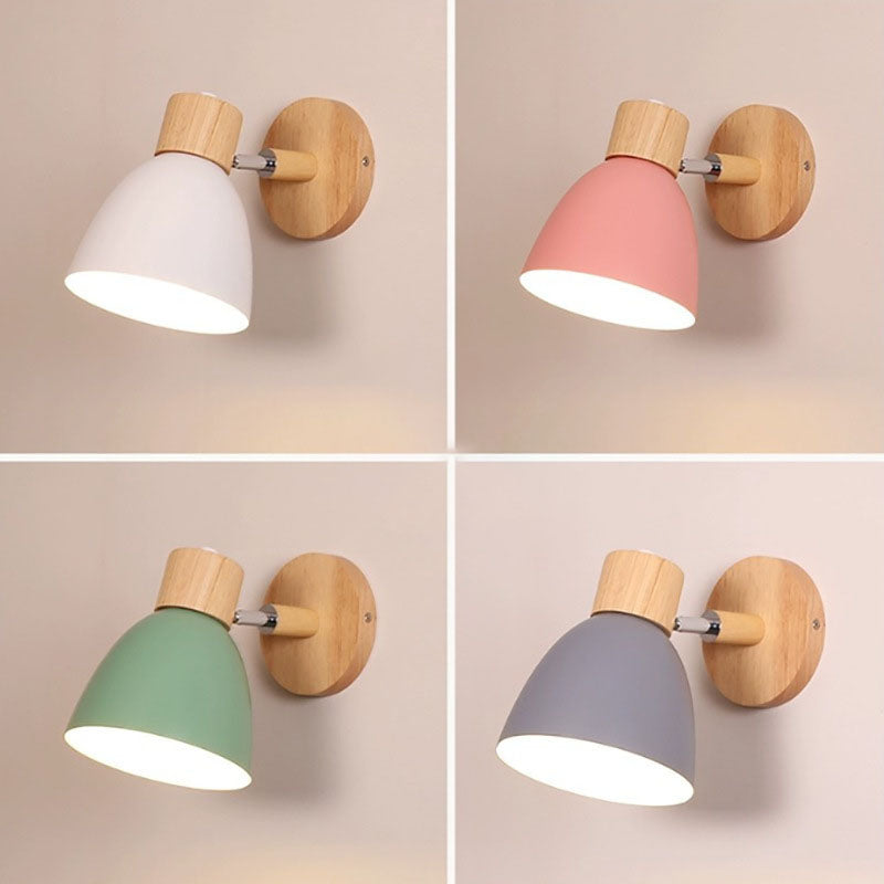Yvonelle Minimalist Iron Wood Wall Sconce with Zipper Switch for Colorful Hallway Accent