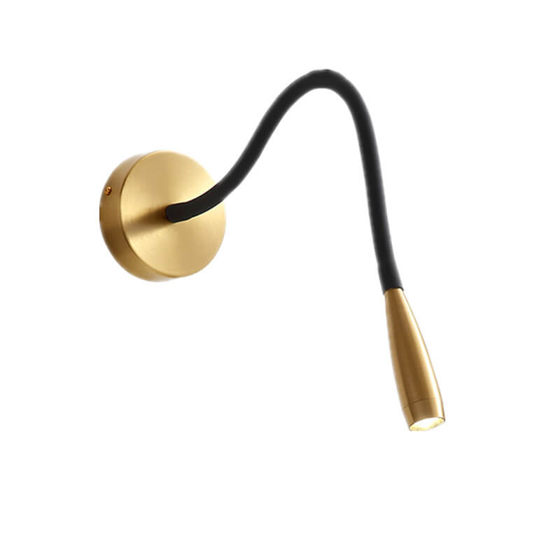 Quenelle Modern Copper Black LED Wall Sconce for Bedside Reading