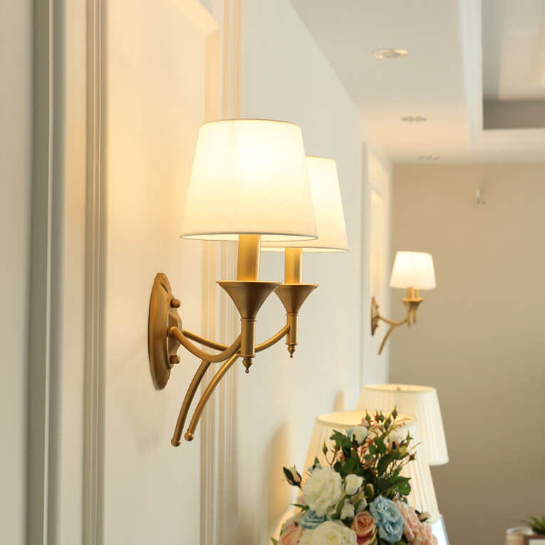 Calanthea European Iron Fabric Mushroom Wall Sconce for Bedside and Study Reading
