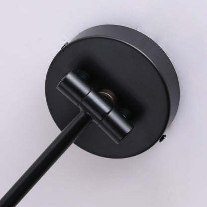 Pemberly Minimalist Wood-Tone Iron Swing Arm Wall Sconce for Bedside Reading