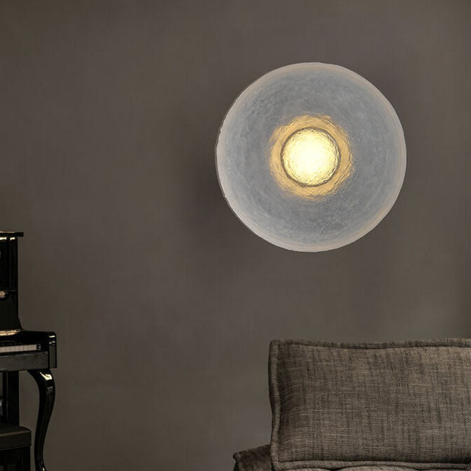Solveine Minimalist Clear Resin Disc LED Wall Sconce for Hallway Accent Lighting