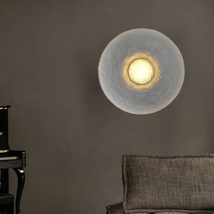 Solveine Minimalist Clear Resin Disc LED Wall Sconce for Hallway Accent Lighting