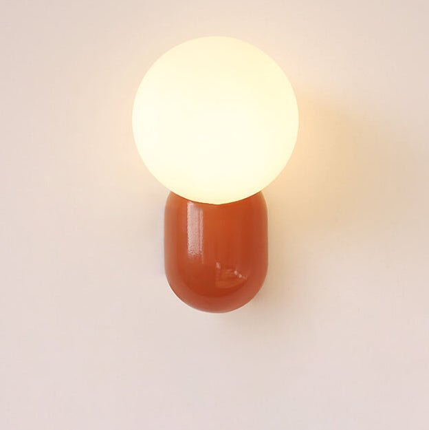 Primavelle Minimalist Resin Macaron Glass Ball Wall Sconce for Soft Hallway Glow