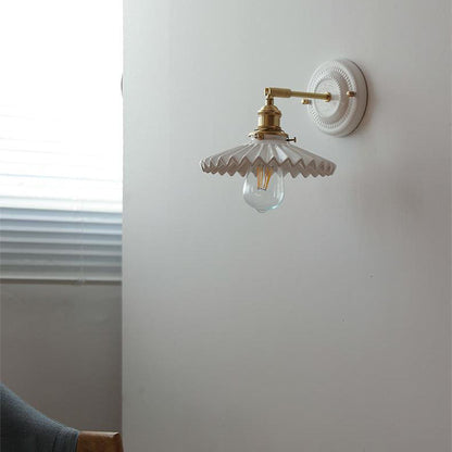 Maribelle Traditional Brass Round Ceramic Wall Sconce for Bedroom and Living Room