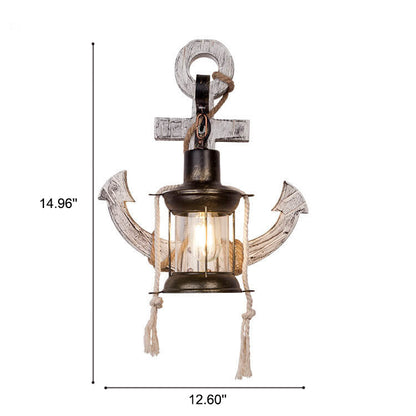 Lorienne Industrial Vintage Iron and Wood Anchor Wall Sconce for Entryway Lighting