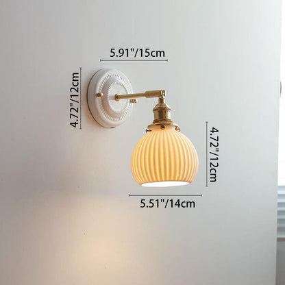 Maribelle Traditional Brass Round Ceramic Wall Sconce for Bedroom and Living Room