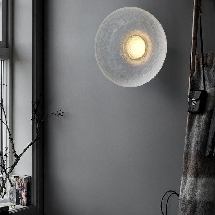 Solveine Minimalist Clear Resin Disc LED Wall Sconce for Hallway Accent Lighting