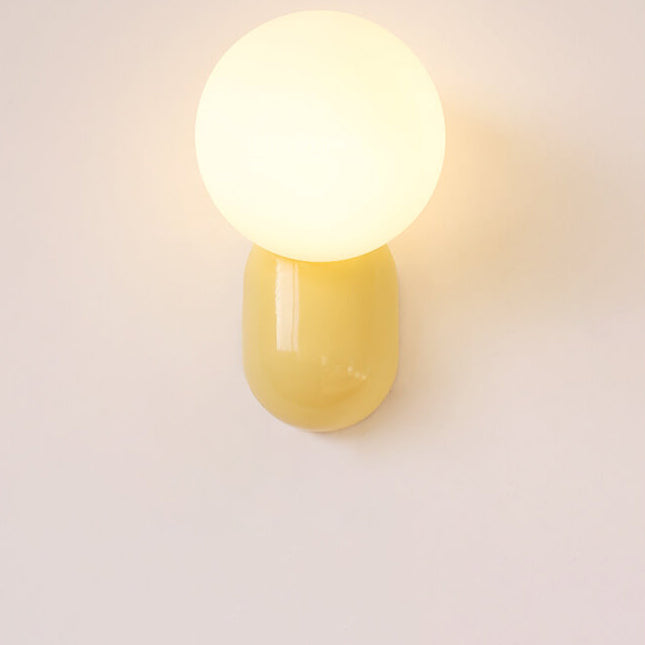 Primavelle Minimalist Resin Macaron Glass Ball Wall Sconce for Soft Hallway Glow
