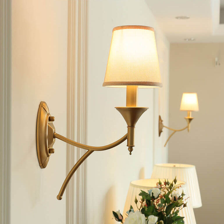 Calanthea European Iron Fabric Mushroom Wall Sconce for Bedside and Study Reading