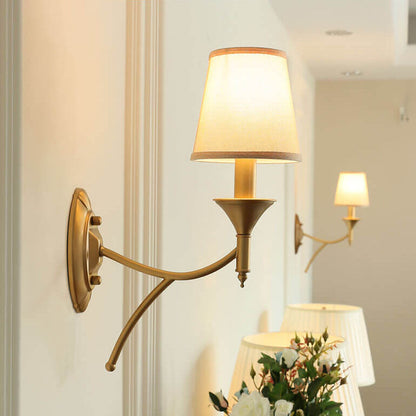 Calanthea European Iron Fabric Mushroom Wall Sconce for Bedside and Study Reading