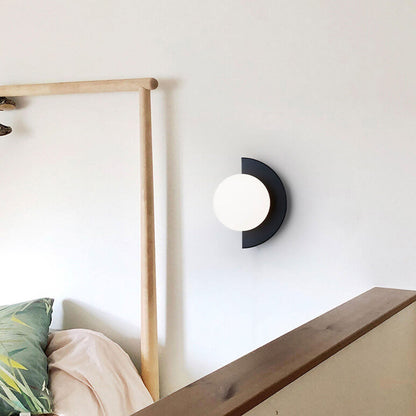 Cathalina Minimalist Iron Spherical Wall Sconce with Glass Shade for Hallway Lighting