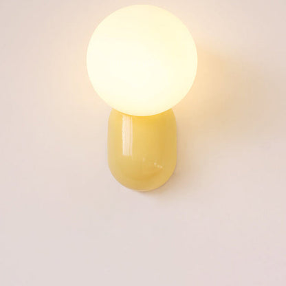 Primavelle Minimalist Resin Macaron Glass Ball Wall Sconce for Soft Hallway Glow