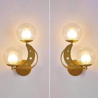 Zabrielle Nordic Iron Glass Globe Wall Sconce with Moon and Star Cutouts