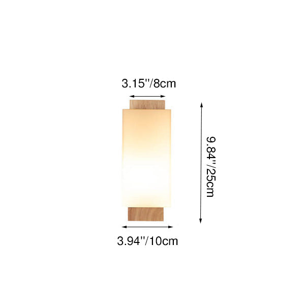 Yseulte Minimalist Wood and Glass Column Wall Sconce for Hallway Ambient Light