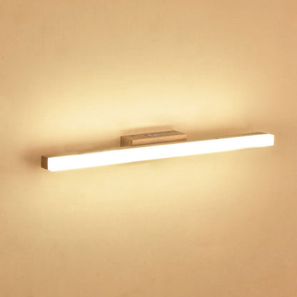 Iridelle Minimalist Wood LED Vanity Strip Light with Dimmable Warm and White Glow
