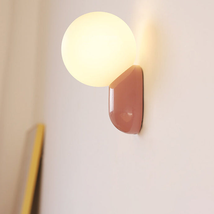 Primavelle Minimalist Resin Macaron Glass Ball Wall Sconce for Soft Hallway Glow
