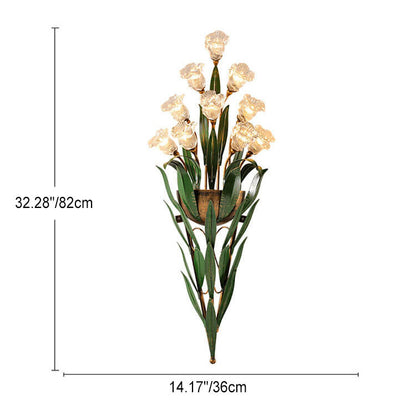 Baldassare Modern Iron Glass Flower LED Wall Sconce for Statement Living Room Lighting