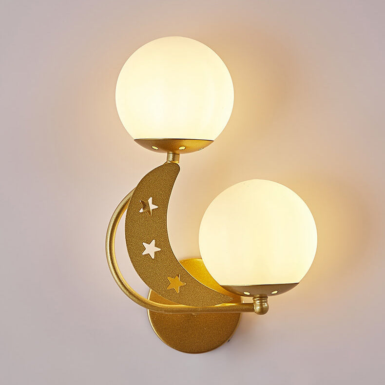 Zabrielle Nordic Iron Glass Globe Wall Sconce with Moon and Star Cutouts