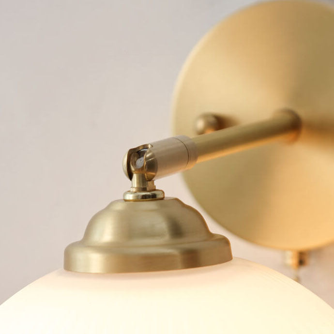 Lumelle Contemporary Brass Striped Glass Wall Sconce with Pull Cord for Bedroom