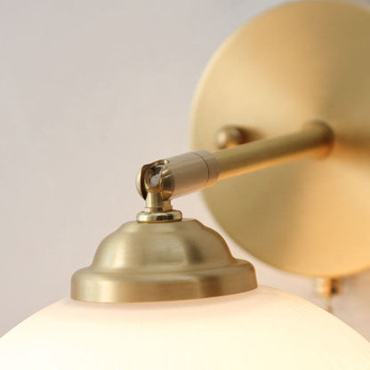 Lumelle Contemporary Brass Striped Glass Wall Sconce with Pull Cord for Bedroom