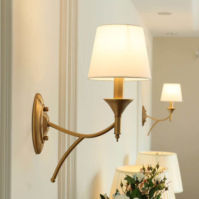 Calanthea European Iron Fabric Mushroom Wall Sconce for Bedside and Study Reading