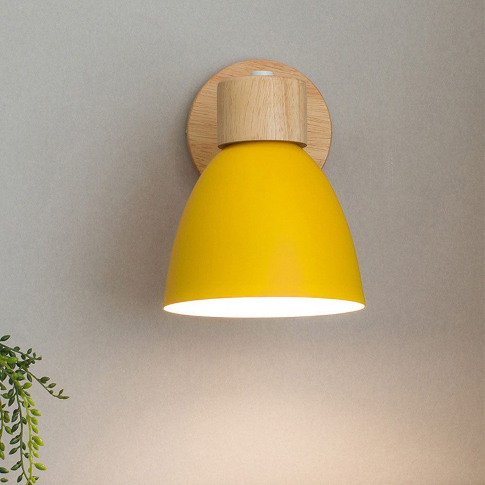 Yvonelle Minimalist Iron Wood Wall Sconce with Zipper Switch for Colorful Hallway Accent
