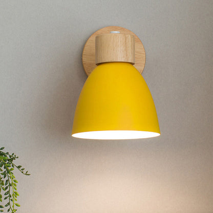 Yvonelle Minimalist Iron Wood Wall Sconce with Zipper Switch for Colorful Hallway Accent