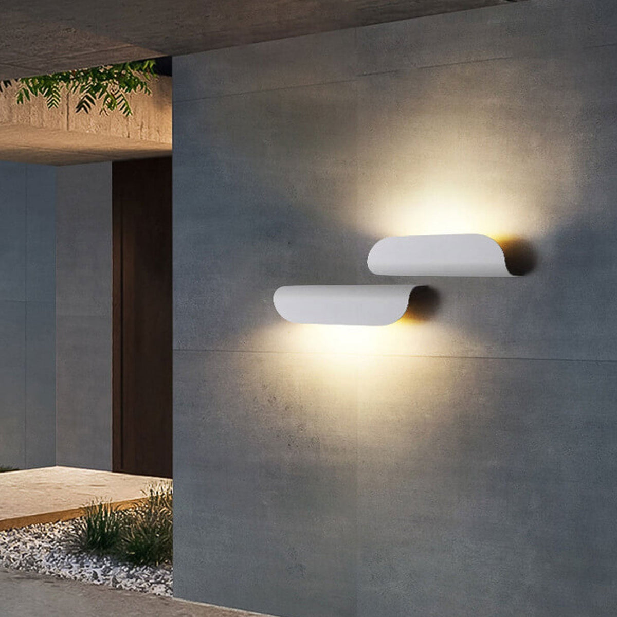 Winsloe Modern Curved Aluminum Outdoor Wall Light Weatherproof for Patio and Garden