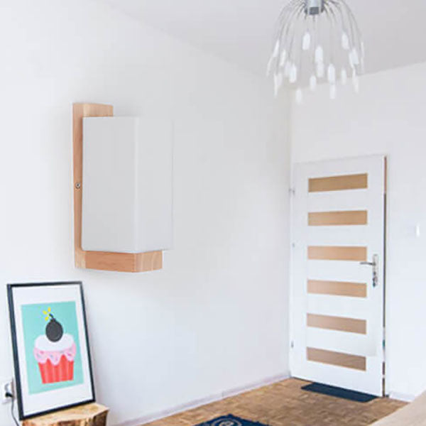 Yseulte Minimalist Wood and Glass Column Wall Sconce for Hallway Ambient Light