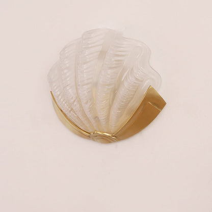Kirielle Art Deco Brass Wall Sconce with Shell-Shaped Glass Shade for Bedroom